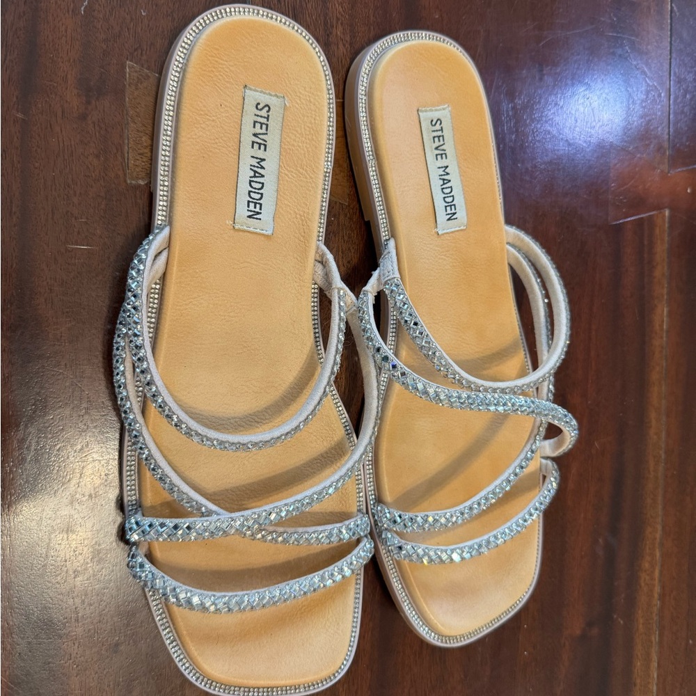 Steve Madden Glittering Silver Strappy Sandals